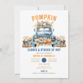 Pumpkin-Herbstlaube und Heustapel zum 5. Geburtsta Einladung (Vorderseite)