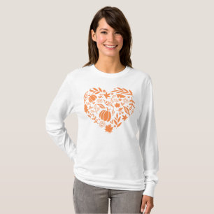 Pumpkin Herbstlaubs Blumenherz T-Shirt