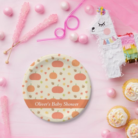 Pumpkin Herbstlaubs Pattern Baby Dusche Teller (Party)