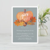 Pumpkin Herbstleaves Blue Erntedank Dinner Einladung (Stehend Vorderseite)