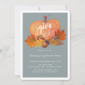 Pumpkin Herbstleaves Blue Erntedank Dinner Einladung (Vorderseite)