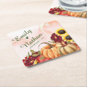 Pumpkin Herbstleaves Sonnenblumen Hochzeit im Herb Rechteckiger Pappuntersetzer (angewinkelt)
