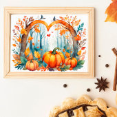 Pumpkin Herz Autumn Forest Wall Poster