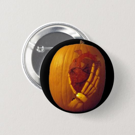 Pumpkin, Herz in Skeletthand Button (Vorne & Hinten)