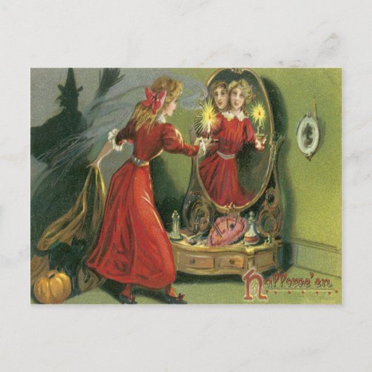 Pumpkin Hexe Black Cat Ghost Postkarte (Vorderseite)