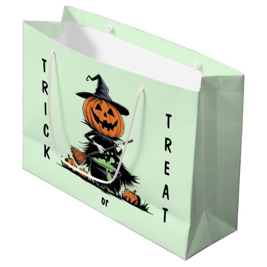 Pumpkin Hexe Große Geschenktüte (Vorderseite Schrägansicht)