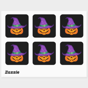 Pumpkin Hexe Quadratischer Aufkleber