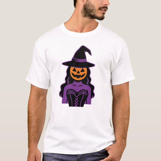 Pumpkin Hexendesign | Spooky Lady Art T-Shirt (Vorderseite)