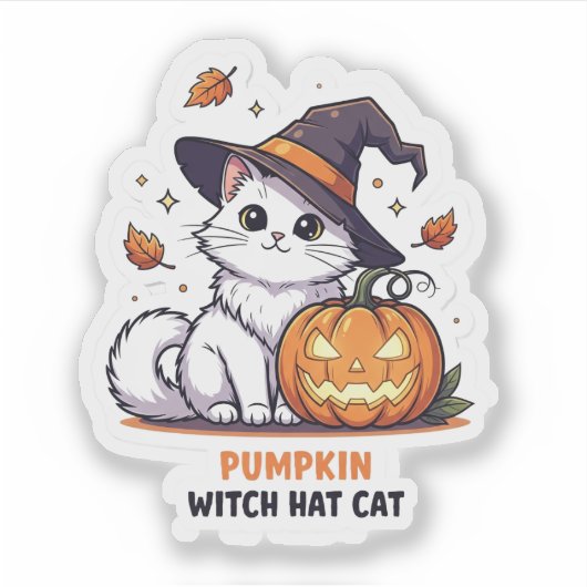 Pumpkin Hexenhut Cat - Niedliches Halloween Aufkleber (Vorderseite)