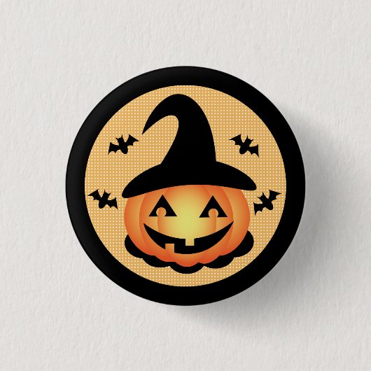 Pumpkin-Hexenkopf Button (Vorderseite)