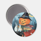 Pumpkin Hexenkupf Vintag Halloween Magnet (Vorderseite/Rückseite)