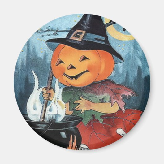 Pumpkin Hexenkupf Vintag Halloween Magnet (Vorne)