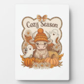 Pumpkin-highland Cow Ghost Halloween Fotoplatte (Vorderseite)