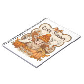 Pumpkin-Hochland Kuh Ghost Halloween Notizblock (Linke Seite)