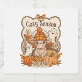 Pumpkin-Hochland Kuh Ghost Halloween Schaumweinetikett (Einzelnes Label)