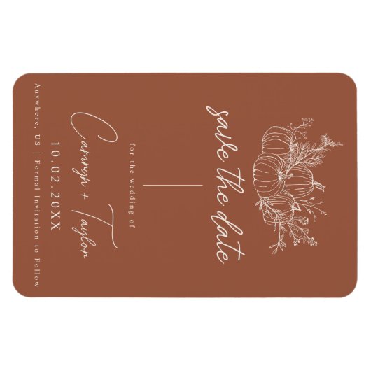 Pumpkin Hochzeit speichern das Datum Magnet (Horizontal)