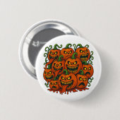 Pumpkin Horde Crazy Creepy Halloween Button (Vorne & Hinten)