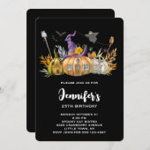 Pumpkin House mit Ghost & Bats Geburtstag Einladung (Vorne/Hinten)