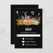 Pumpkin House mit Ghost & Bats RSVP Karte (Vorne/Hinten)