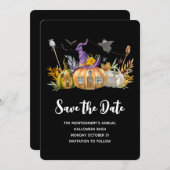 Pumpkin House mit Ghost & Bats Save The Date (Vorne/Hinten)