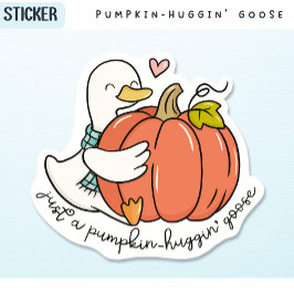 Pumpkin-Huggin-Gans mit Herzensherz und gemütlich Aufkleber