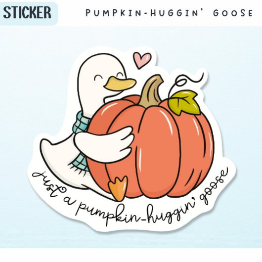 Pumpkin-Huggin-Gans mit Herzensherz und gemütlich Aufkleber