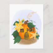 Pumpkin-Hütte mit Gelbblumen Postkarte (Vorderseite)