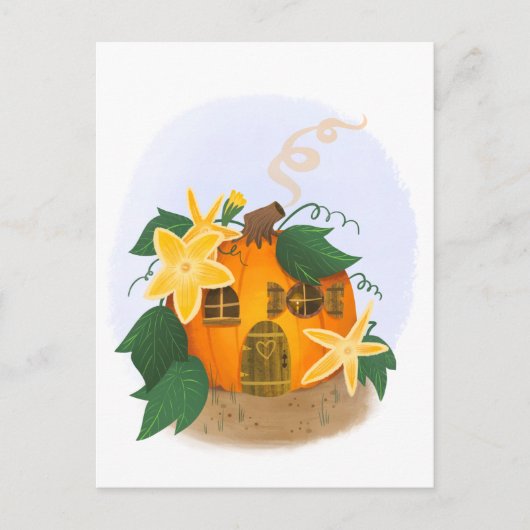 Pumpkin-Hütte mit Gelbblumen Postkarte (Vorderseite)
