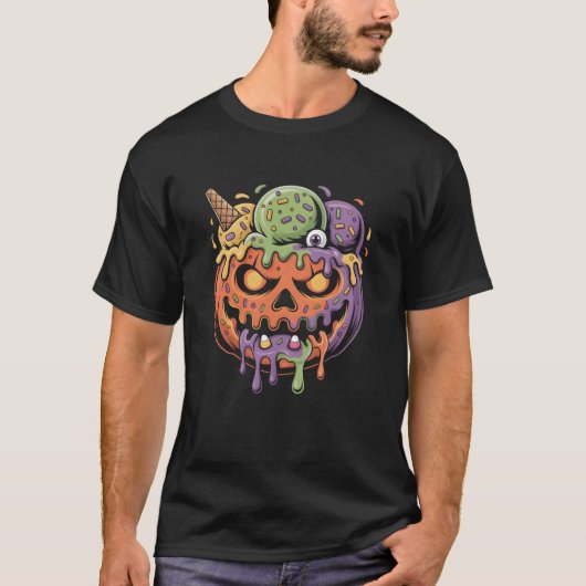 Pumpkin Ice Cream Monster Halloween Frauen Männer T-Shirt (Vorderseite)