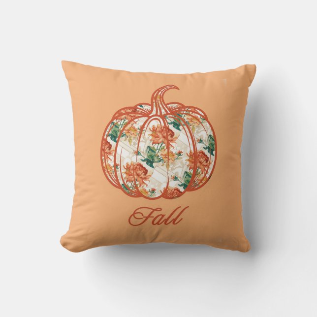 Pumpkin in a Chrysanthemum Pattern Kissen (Vorderseite)