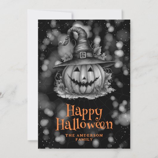 Pumpkin in einer Hutwurzelkarte Feiertagskarte (Vorderseite)