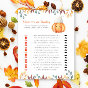 Pumpkin in hat - Mama oder Papa Baby Dusche Spiel