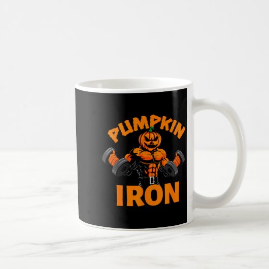 Pumpkin Iron Halloween Gym Workout Lifting Pun Fun Kaffeetasse (Rechts)
