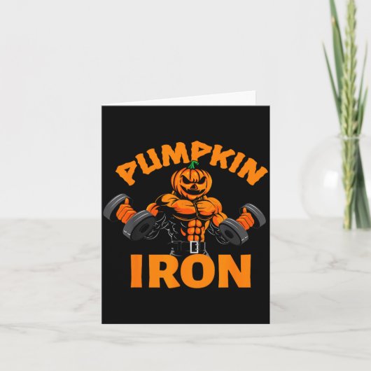Pumpkin Iron Halloween Gym Workout Lifting Pun Fun Karte (Vorderseite)