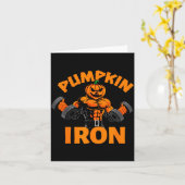 Pumpkin Iron Halloween Gym Workout Lifting Pun Fun Karte (Gelbe Blume)
