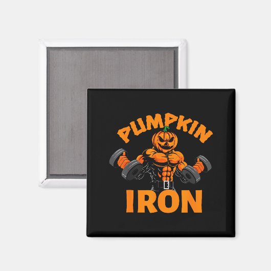 Pumpkin Iron Halloween Gym Workout Lifting Pun Fun Magnet (Vorderseite/Rückseite)
