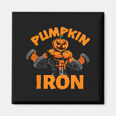 Pumpkin Iron Halloween Gym Workout Lifting Pun Fun Magnet (Vorne)