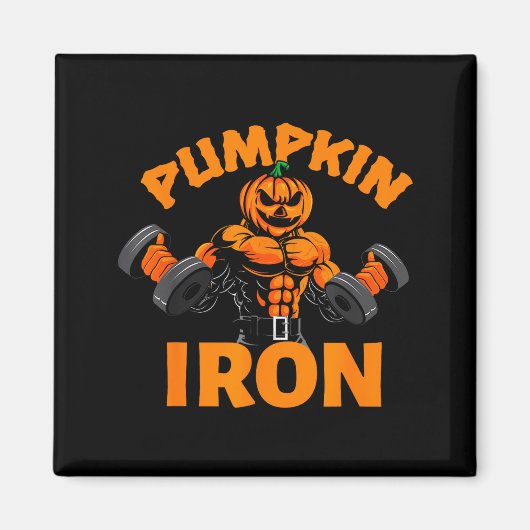 Pumpkin Iron Halloween Gym Workout Lifting Pun Fun Magnet (Vorne)