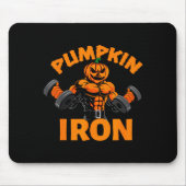 Pumpkin Iron Halloween Gym Workout Lifting Pun Fun Mousepad (Vorne)