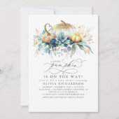 Pumpkin ist auf dem Weg Sukkulenten Fall Baby-Dusc Einladung (Vorderseite)