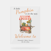 Pumpkin ist auf dem Weg Welcome Baby Dusche Acrylschild (Vorderseite)