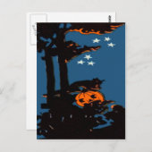 Pumpkin Jack O' Lantern Cat Orange Black Postkarte (Vorne/Hinten)