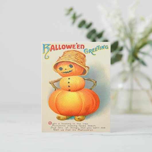 Pumpkin Jack O' Lantern Snowman Postkarte (Stehend Vorderseite)