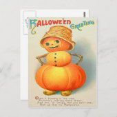 Pumpkin Jack O' Lantern Snowman Postkarte (Vorne/Hinten)