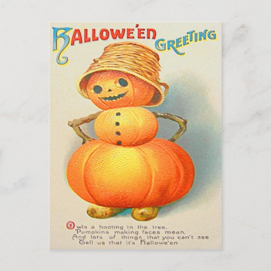 Pumpkin Jack O' Lantern Snowman Postkarte (Vorderseite)