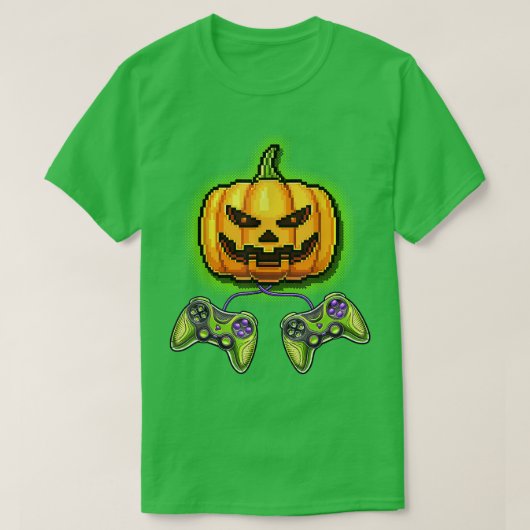 Pumpkin Jack-O-Lantern Video Game Controller Hallo T-Shirt (Design vorne)