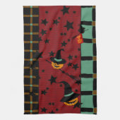 Pumpkin Jack-o’-Lanterns in Flight Tea Towel Geschirrtuch (Vertikal)