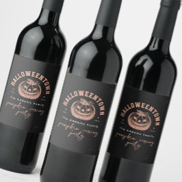 Pumpkin Jack OLantern Orange Halloween-Party Weinetikett