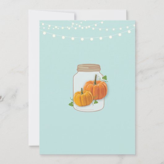 Pumpkin Jar Birthday Herbst Party Minze Lights lad Einladung (Rückseite)