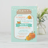 Pumpkin Jar Fall Mint Lights Babydusche Einladung (Stehend Vorderseite)